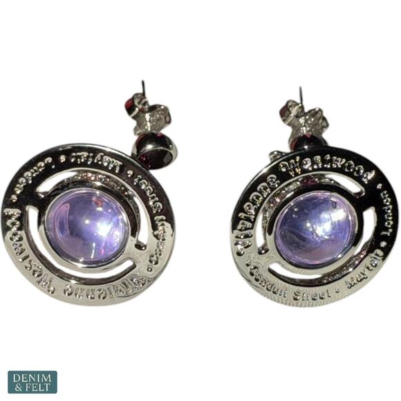 Vivienne Westwood Mayfair Orb Drop Earrings Silver Lilac Crystal Set NEW - Picture 10 of 10